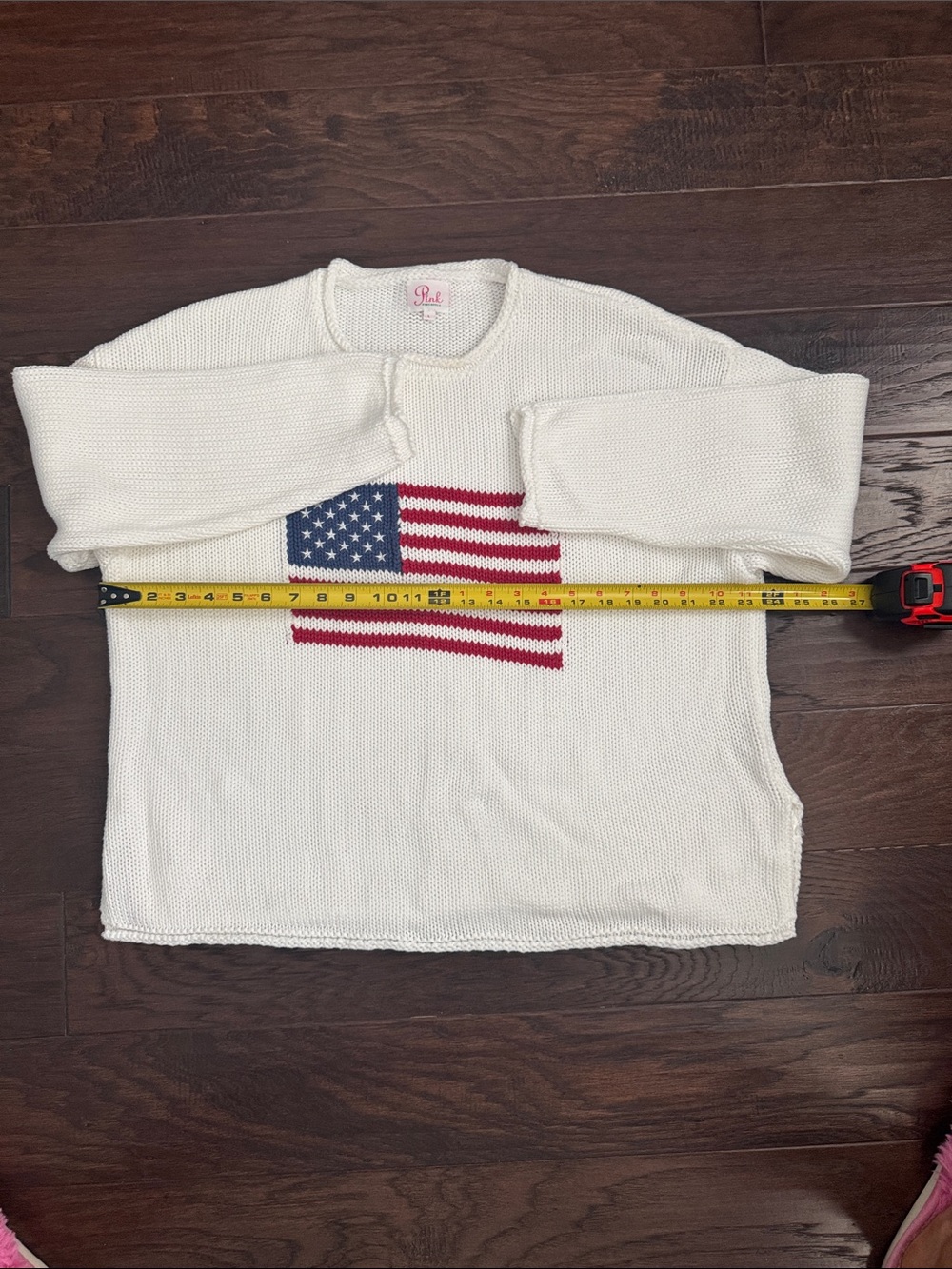 Cream Crewneck Sweater with Flag Motif - Picture 6 of 7